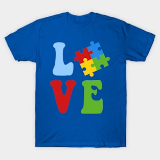 Love written with puzzle piece for autism awareness T-Shirt